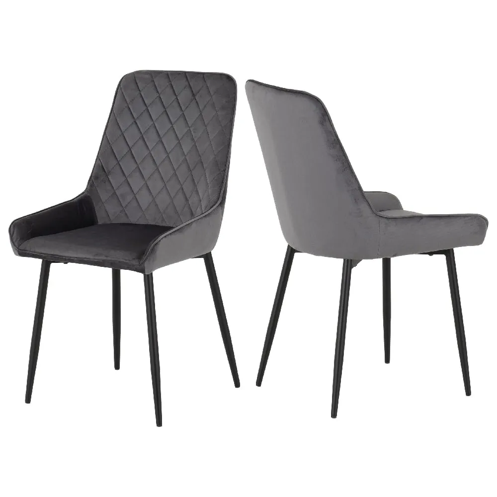 Avah Dining Chairs - Grey, Velvet