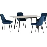 Avah Extendable Dining Table Set with 4 Chairs - Blue