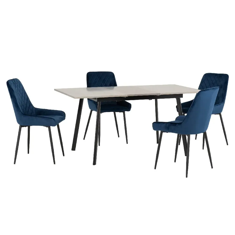 Avah Extendable Dining Table Set with 4 Chairs - Blue