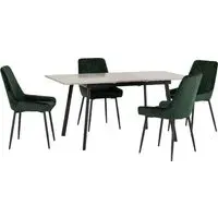 Avah Extendable Dining Table Set with 4 Chairs - Green