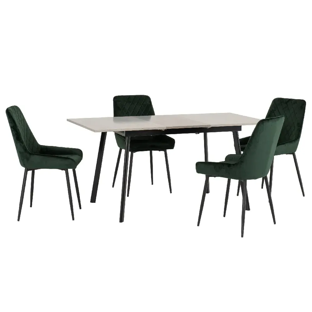 Avah Extendable Dining Table Set with 4 Chairs - Green