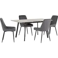 Avah Extendable Dining Table Set with 4 Chairs - Grey
