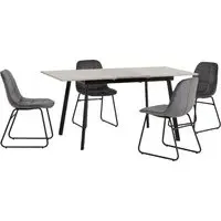 Avah Extendable Dining Table Set with 4 Chairs - Grey