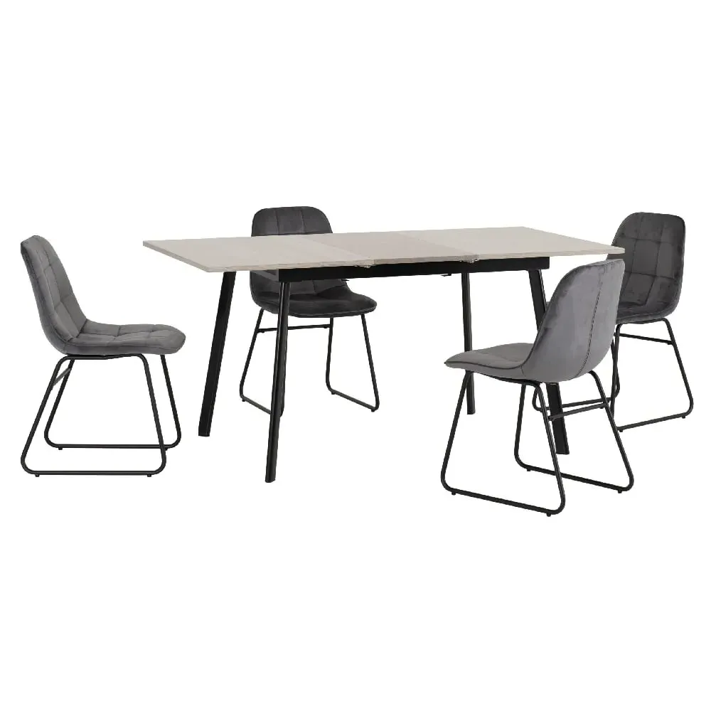 Avah Extendable Dining Table Set with 4 Chairs - Grey image
