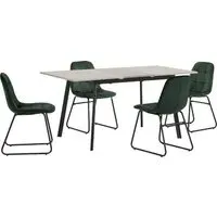 Avah Extendable Dining Table Set with 4 Lyster Chairs - Green