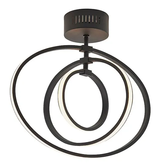 Avali LED 3 Lights Semi Flush Ceiling Light - Black