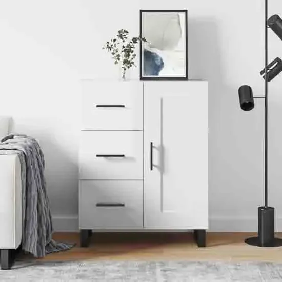 Avalon Sideboard with 1 Door 3 Drawers - White, High Gloss