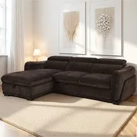Avani L-Shaped Sofa Bed - Cocoa, Fabric alternate view