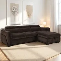 Avani Right-Handed Sofa Bed with Chaise - Cocoa, Fabric alternate view