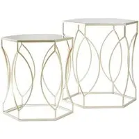 Avanto Hexagonal Glass Set of 2 Side Tables - Champagne