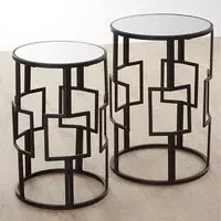 Avanto Round Glass Set of 2 Side Tables - Black