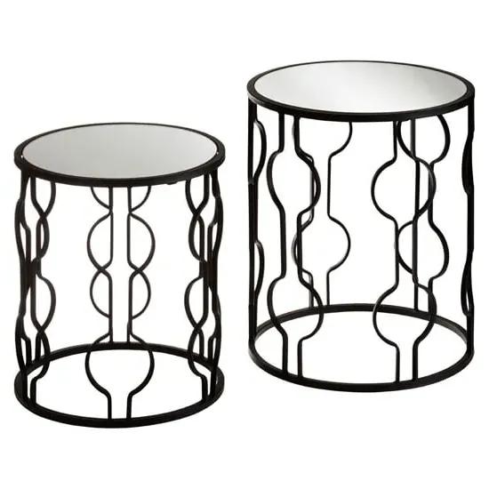 Avanto Round Glass Set of 2 Side Tables - Black