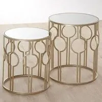 Avanto Round Glass Set of 2 Side Tables - Champagne