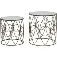 Avanto Round Glass Set of 2 Side Tables - Copper