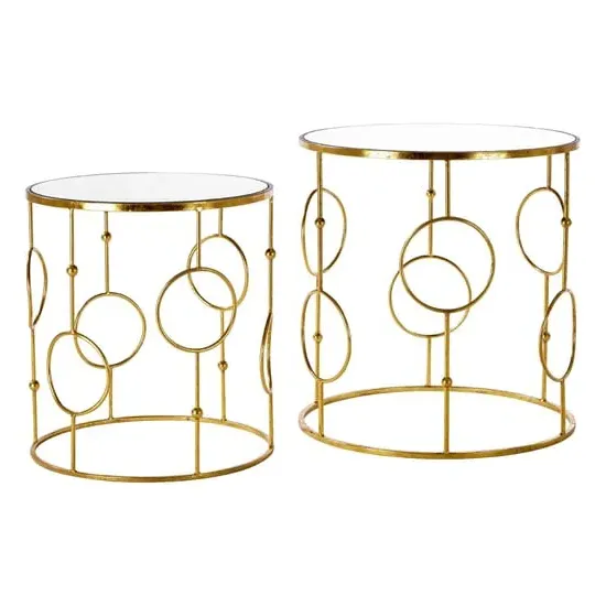 Avanto Round Glass Set of 2 Side Tables - Gold