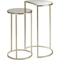 Avanto Round Glass Top Set of 2 Side Tables - Champagne, Iron