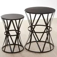 Avanto Set of 2 Side Tables with Cross Design - Black, Iron