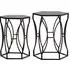 Avanto Set of 2 Side Tables with Geometric Design - Black, Iron