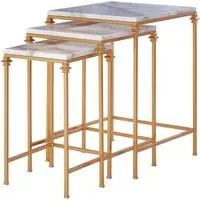 Avanto Square Set of 3 Side Tables - Gold, Marble