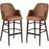 Avelay Bar Stools - Cognac, Faux Leather