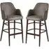 Avelay Bar Stools Pair - Steel Grey, Faux Leather