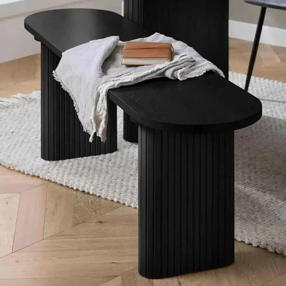 Avenel Dining Bench with Fluted Detail - Black, MFC product