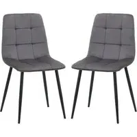 Avenel Fabric Dining Chairs with Black Legs - Grey