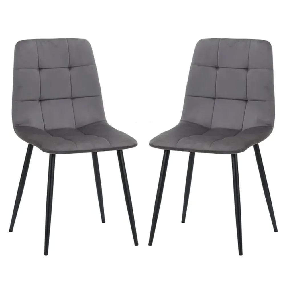 Avenel Fabric Dining Chairs with Black Legs - Grey image