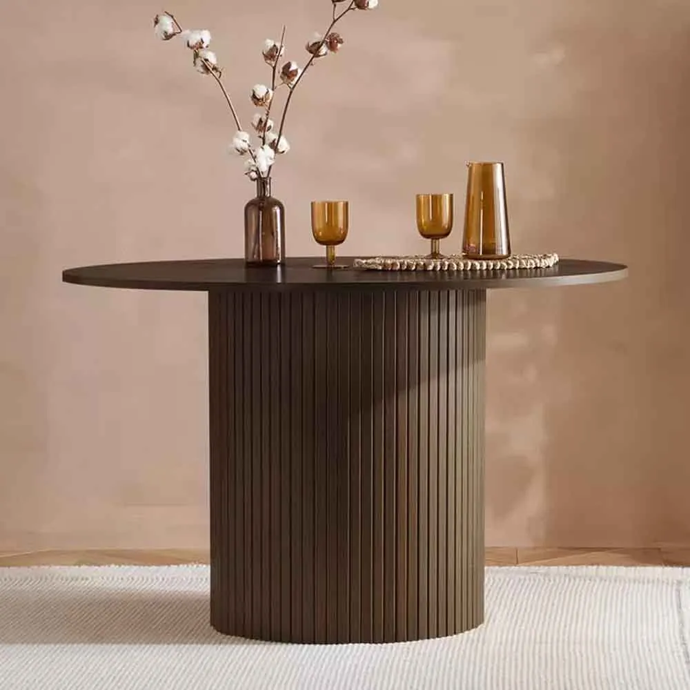 Avenel Round Dining Table Fluted Pedestal - Walnut, MFC product
