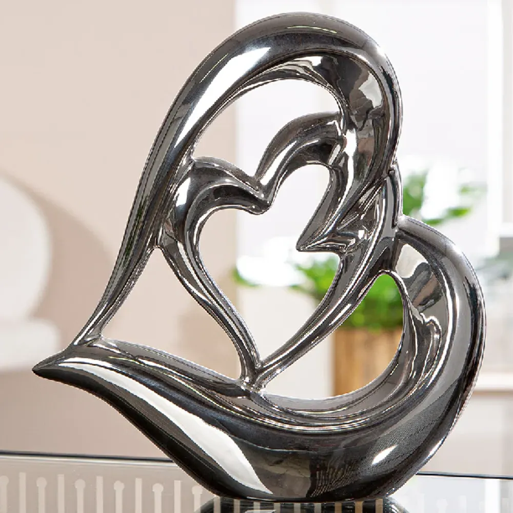 Avenis Heart Sculpture - Silver, Ceramic product