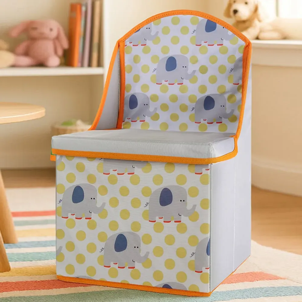 Avenza Elephant Kids Storage Seating Chair - Grey, Polyester product