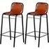 Averi Outdoor Bar Chairs Pair - Brown, Leather