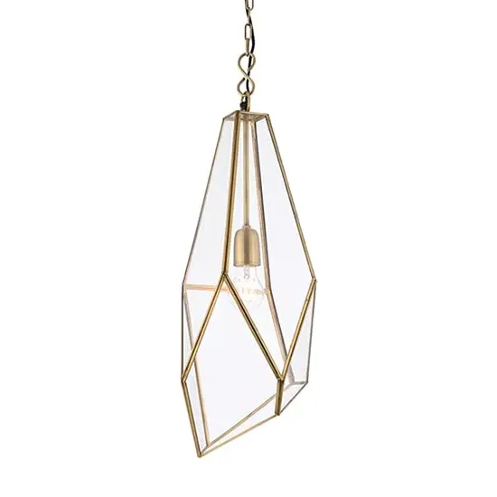 Avery Cage Pendant Light - Antique Brass, Glass image