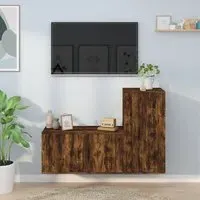 Avery Wall Hung Entertainment Unit - Smoked Oak, Engineered Wood