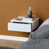 Aviana Wall Hung Bedside Cabinet with 1 Drawer - White