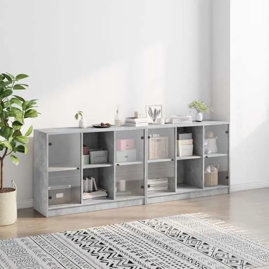 Avila 4-Door Bookcase - Concrete Effect