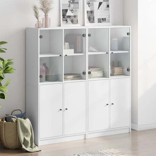 Avila Bookcase with Doors - White