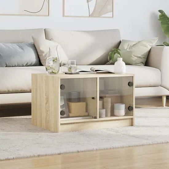 Avila Coffee Table with Glass Doors - Sonoma Oak