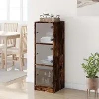 Avila Highboard with 3 Glass Doors - Smoked Oak