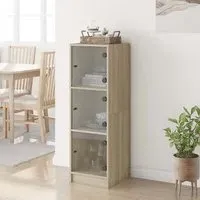 Avila Highboard with 3 Glass Doors - Sonoma Oak