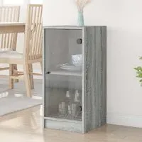 Avila Side Cabinet with Glass Door - Grey, Engineered Wood