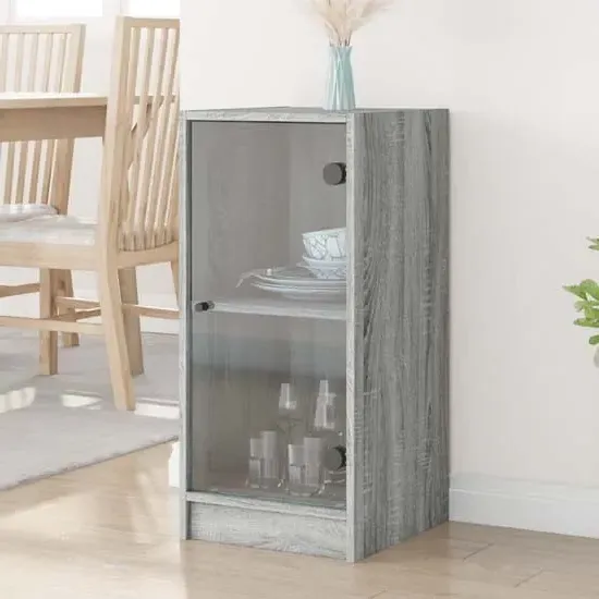Avila Side Cabinet with Glass Door - Grey, Engineered Wood