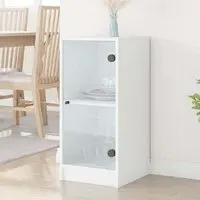 Avila Side Cabinet with Glass Door - White, Engineered Wood