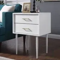 Avila Side Table with 2 Drawers - White
