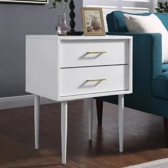 Avila Side Table with 2 Drawers - White image