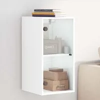 Avila Wall Cabinet with 1 Glass Door - White, Engineered Wood alternate view