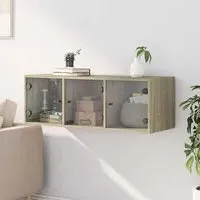 Avila Wall Cabinet with 3 Glass Doors - Sonoma Oak