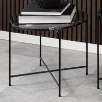 Avilla Large Round Side Table - Black, Marble Stone