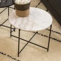 Avilla Large Round Side Table - White, Marble Stone