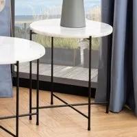 Avilla Round Side Table - White, Marble Stone alternate view